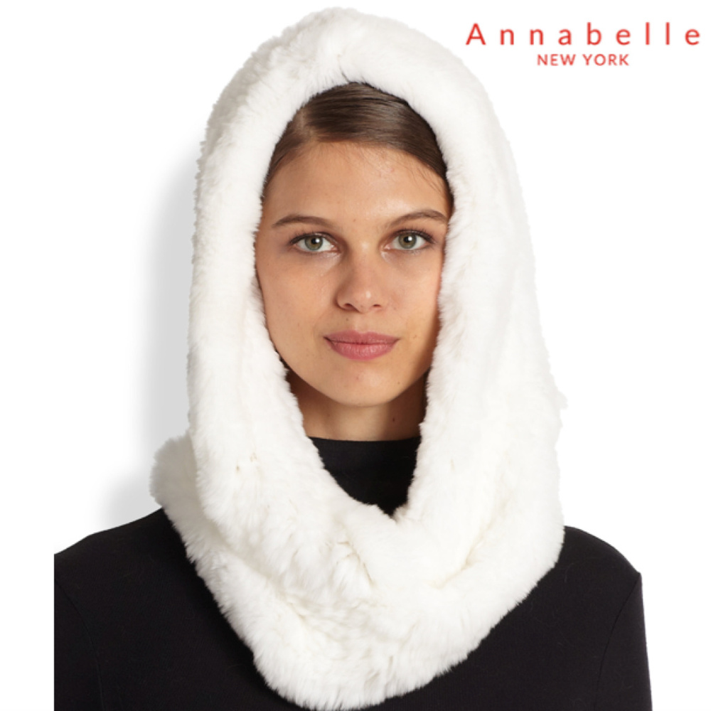 Annabelle New York Rabbit Fur Hooded Scarf